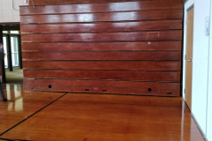 1st Floor Gymnasium - East Section (looking east past temporary office (in SE corner) toward bleachers on east wall)