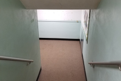 Sub-level Storage Room (looking down stairs from stair landing leading to storage room)