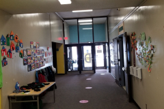 1st floor hallway outside gym/cafeteria looking north