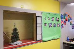 1st floor hallway outside gym/cafeteria looking west