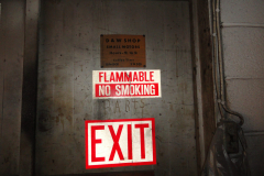 Emergency Exit in Back Room with D & W Shop Small Motors Sign