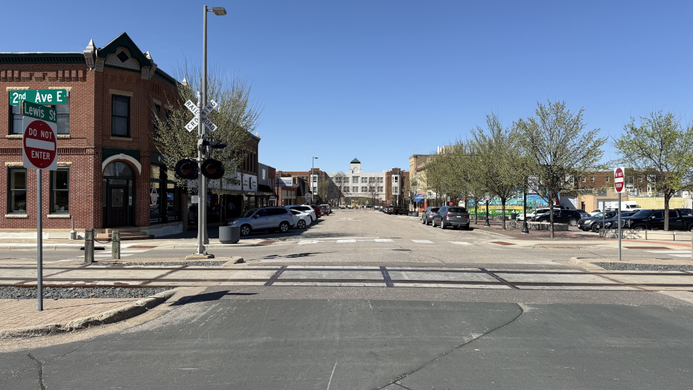 Lewis Street looking north from Second Avenue (April 2025).