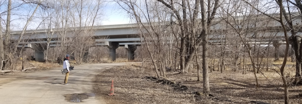 Looking east toward the Bloomington Ferry Bridge (March 2021)